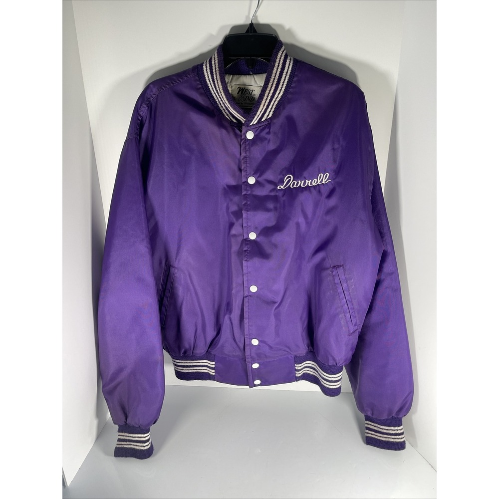 Vintage West Wind Avondale UMC Satin Jacket XL‎ Darrell Methodist Purple